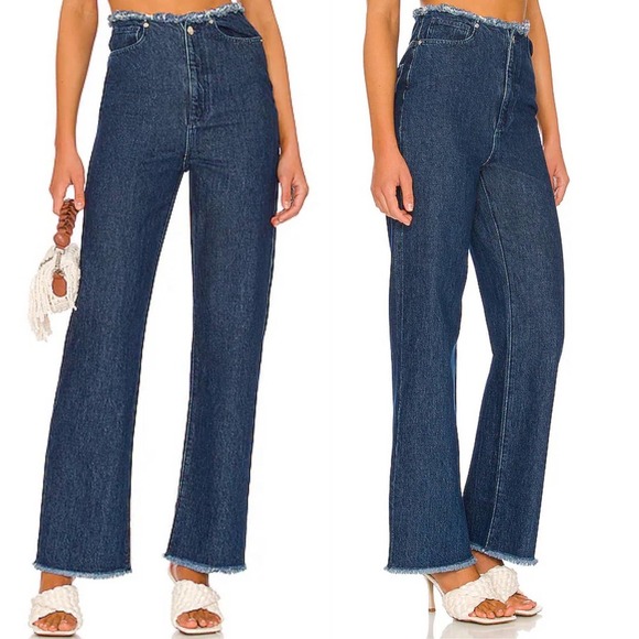 WE WORE WHAT Indigo  Frayed Waist Straight Leg Jean, FF0633 - Picture 10 of 12